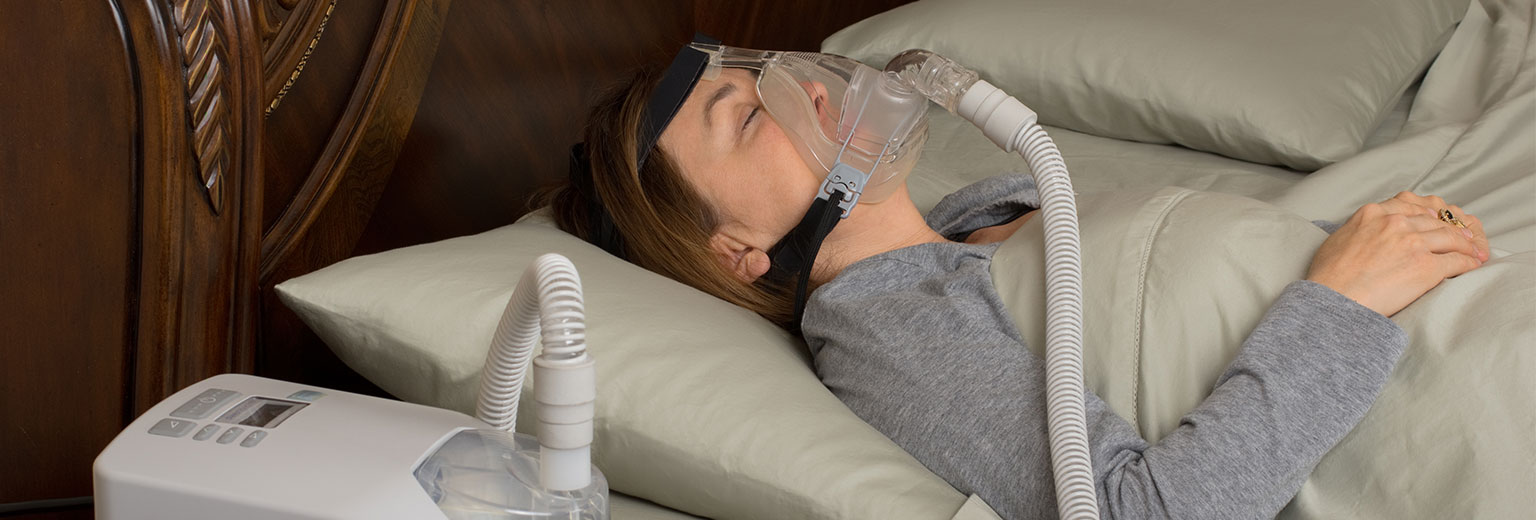 Lady having treatment for sleep apnea